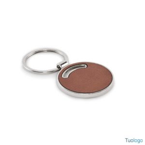 Portachiavi in metallo con inserto in pelle Leona