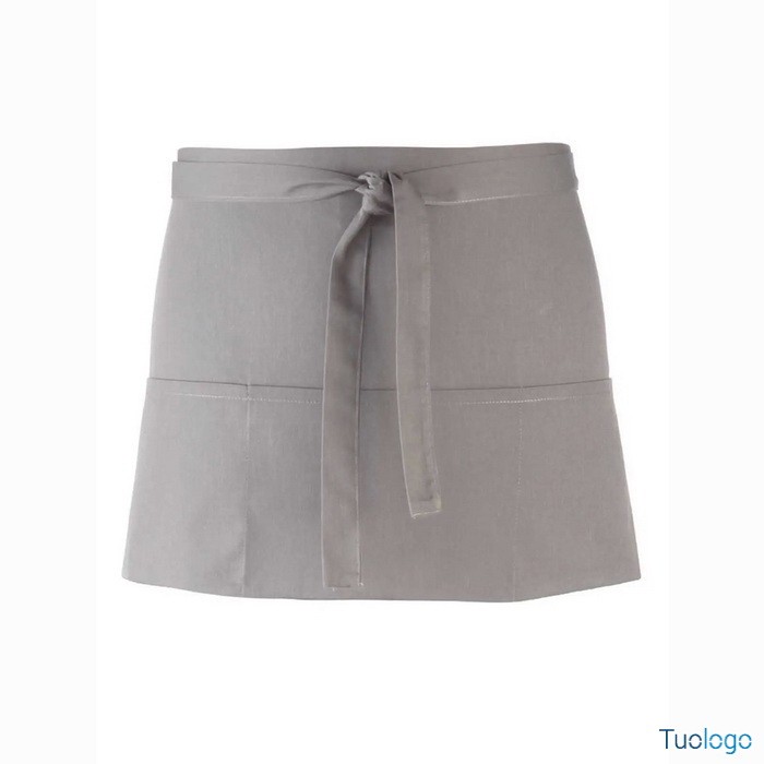 Grembiule nero corto in stile bar con tre tasche frontali