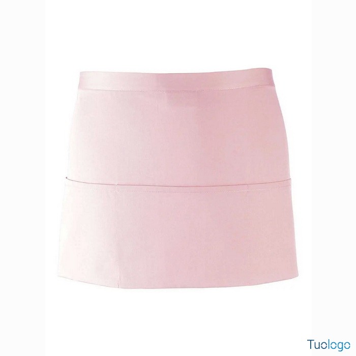 Grembiule grigio corto in stile bar con tre tasche frontali