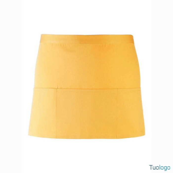 Grembiule verde corto in stile bar con tre tasche frontali