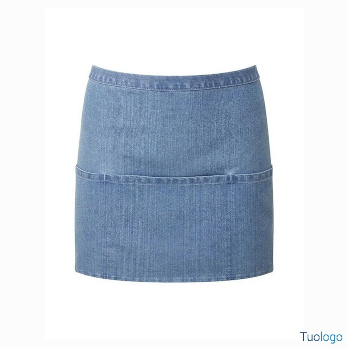 Grembiule verde corto in stile bar con tre tasche frontali