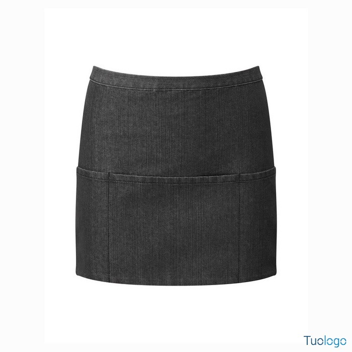 Grembiule rosso scuro corto in stile bar con tre tasche frontali