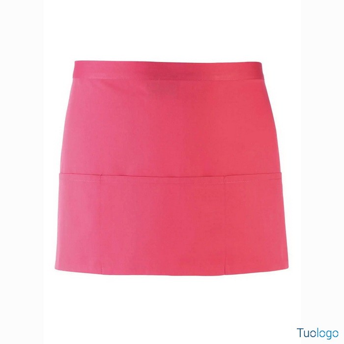 Grembiule rosa corto in stile bar con tre tasche frontali