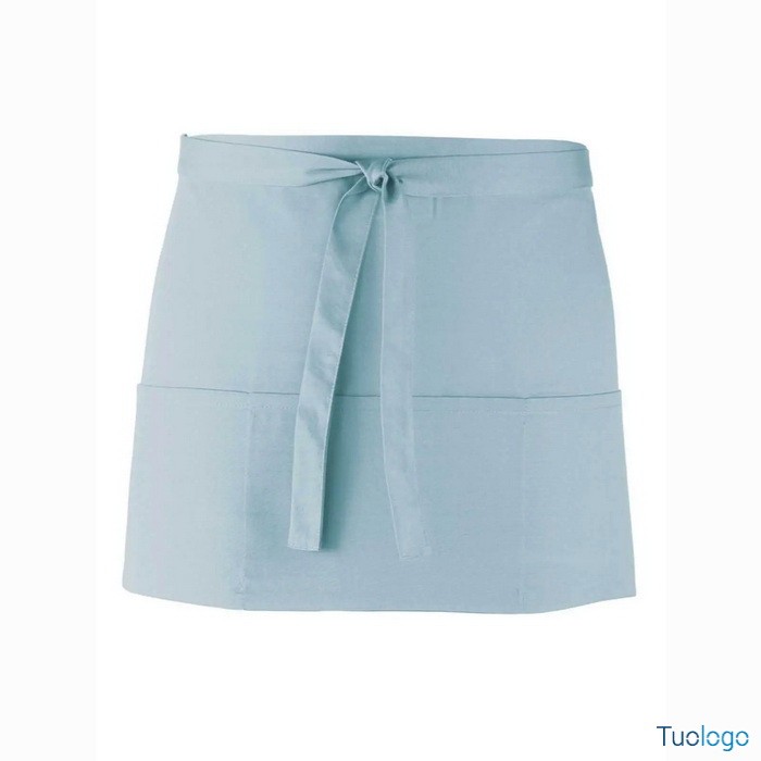 Grembiule beige corto in stile bar con tre tasche frontali