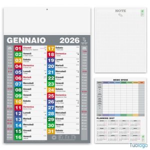 Calendario Olandese Blocco Multicolor
