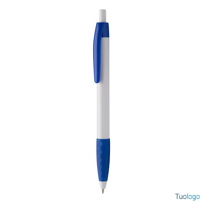 Penna a sfera in plastica bianca con grip rosso