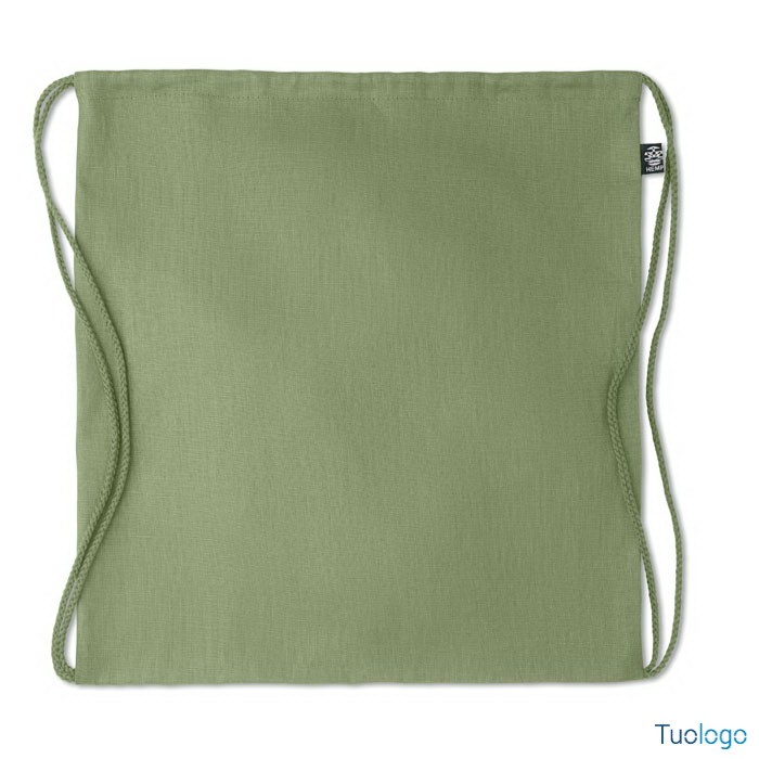 Zainetto beige in canapa con logo bianco