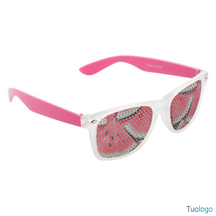 Occhiali da sole in plastica viola con protezione e finitura opaca