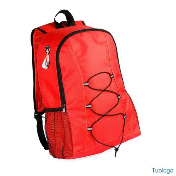 Zaino in poliestere arancione con tasche a rete laterali