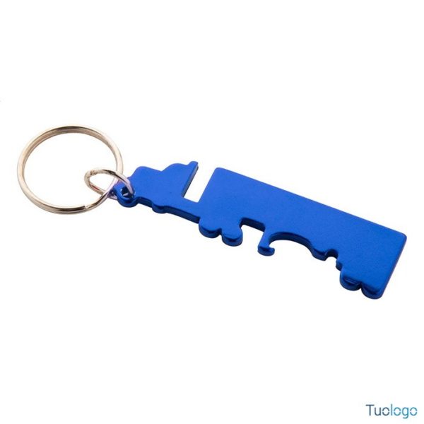 Portachiavi con apribottiglie in alluminio rosso a forma di camion