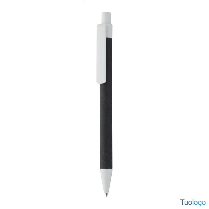 Penna a sfera in cartone riciclato e plastica bianca