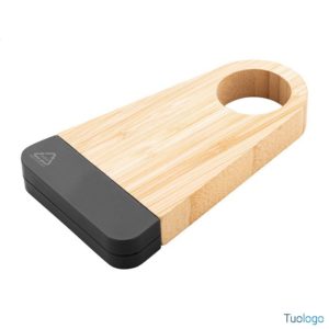 Portabottiglie in bamboo con cavatappi Una