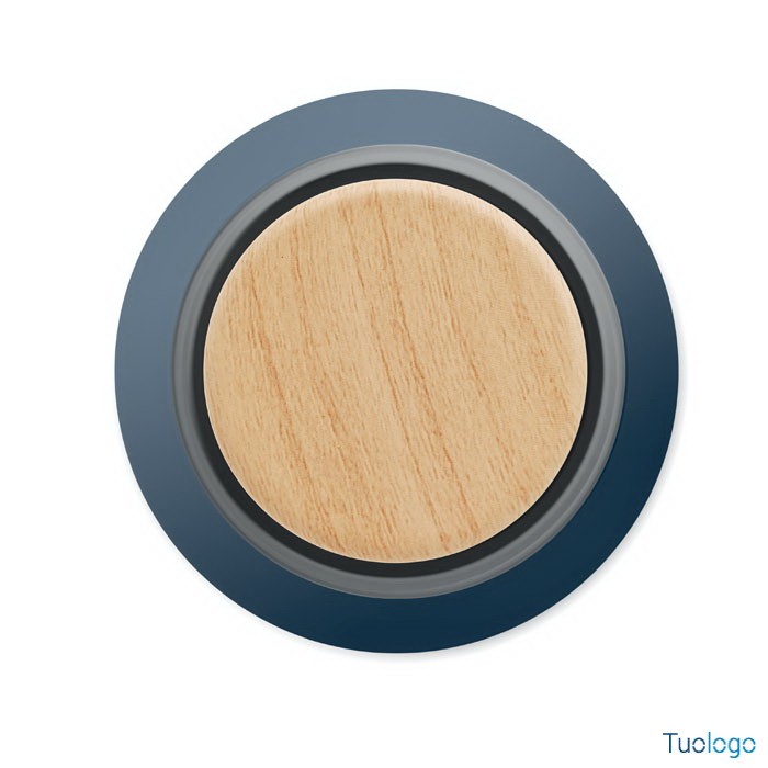 Bottiglia in acciaio nero, con logo bianco,  con tappo in legno