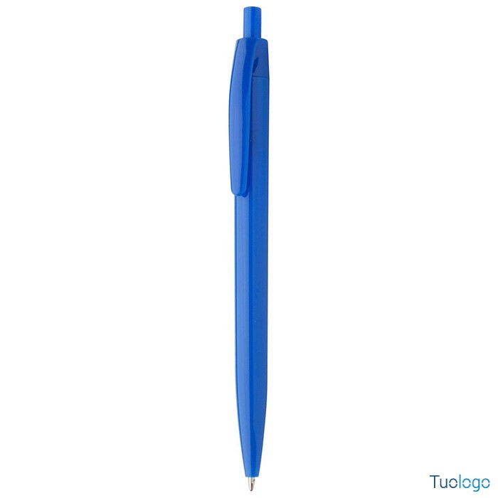Penna a sfera in plastica blu con clip piatta