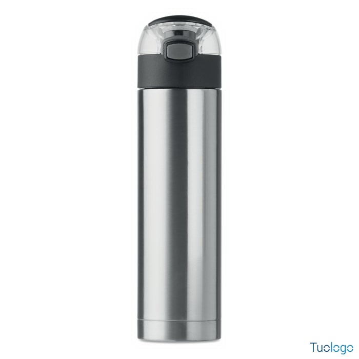 Borraccia in acciaio inox con serratura di sicurezza sul coperchio e opzione di apertura a pressione