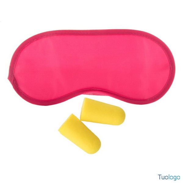 Maschera per gli occhi nera e tappi per le orecchie gialli