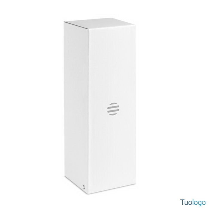 Bottiglia termica in acciaio inox con parete e rivestimento in bamboo con logo