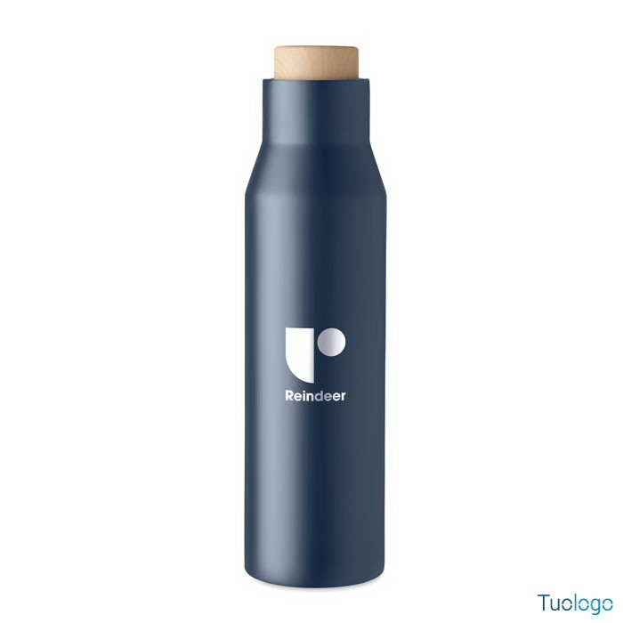 Bottiglia in acciaio con tappo in legno