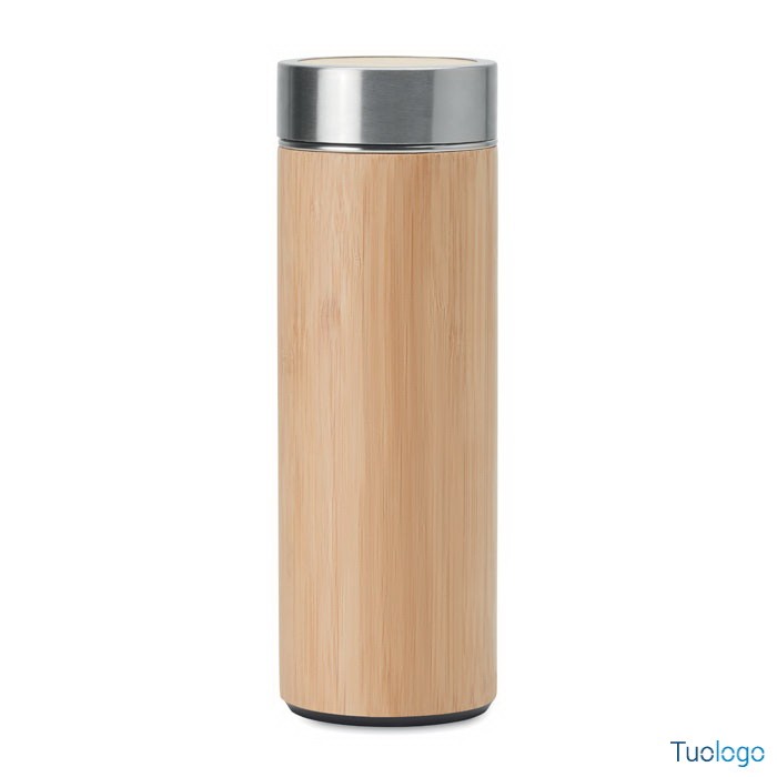 Borraccia nera in acciaio con all