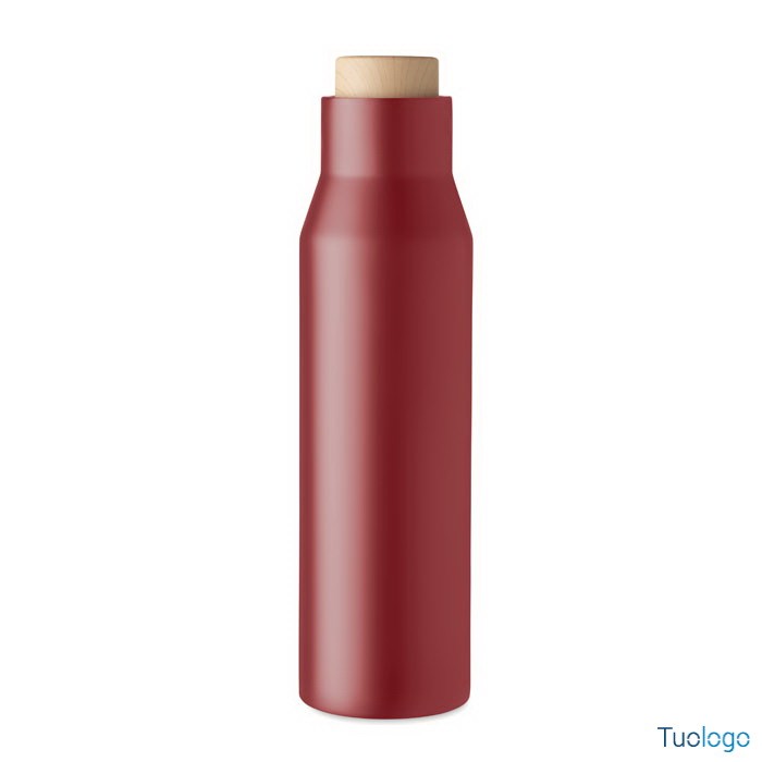 Bottiglia in acciaio nero con tappo in legno