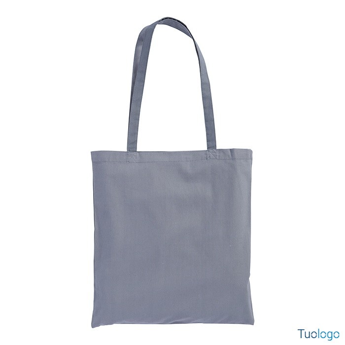 Shopper in cotone viola con manici lunghi