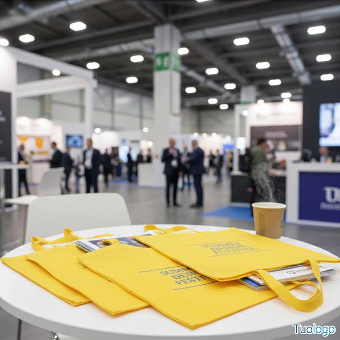 Shopper viola in cotone con manici lunghi