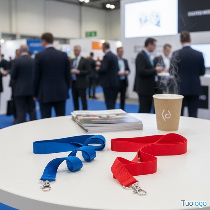 Laccetto portabadge in poliestere bianco