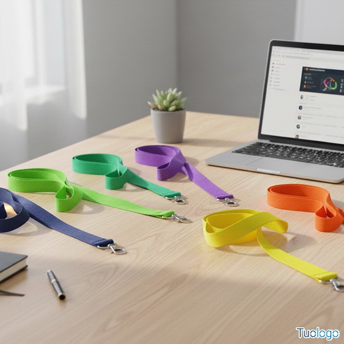 Laccetto portabadge in poliestere verde