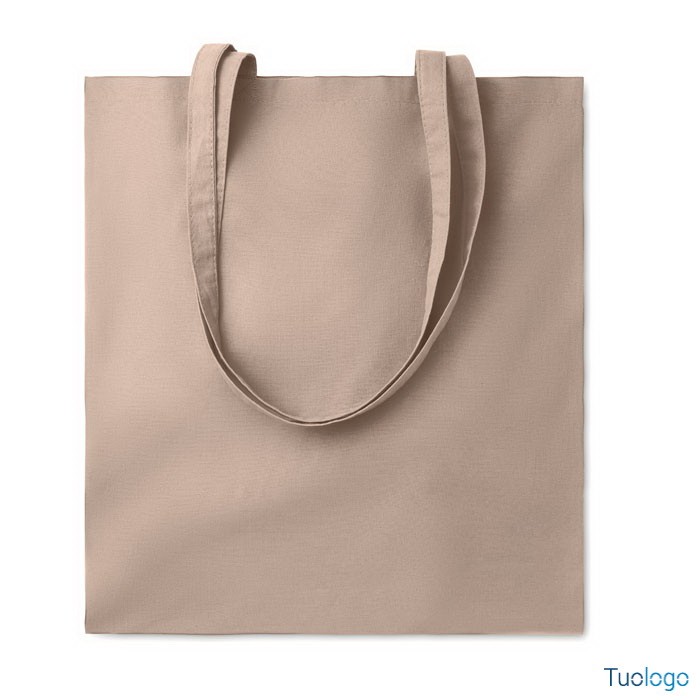 Shopper bianca in cotone con manici lunghi