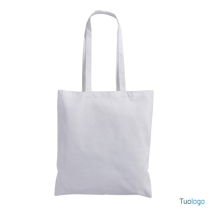 Shopper in cotone azzurro con manici lunghi