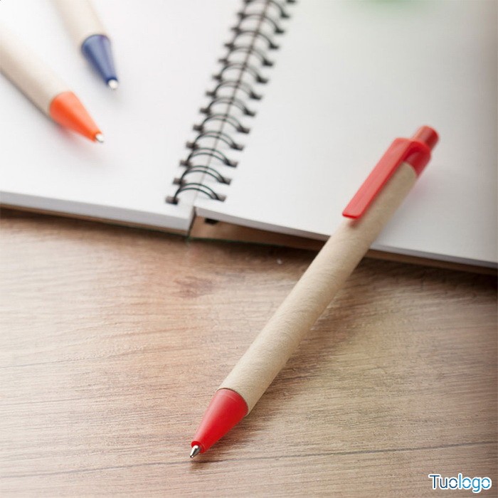 Penna a sfera arancione in cartone e plastica riciclata