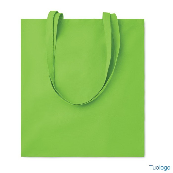 Shopper verde in cotone con manici lunghi
