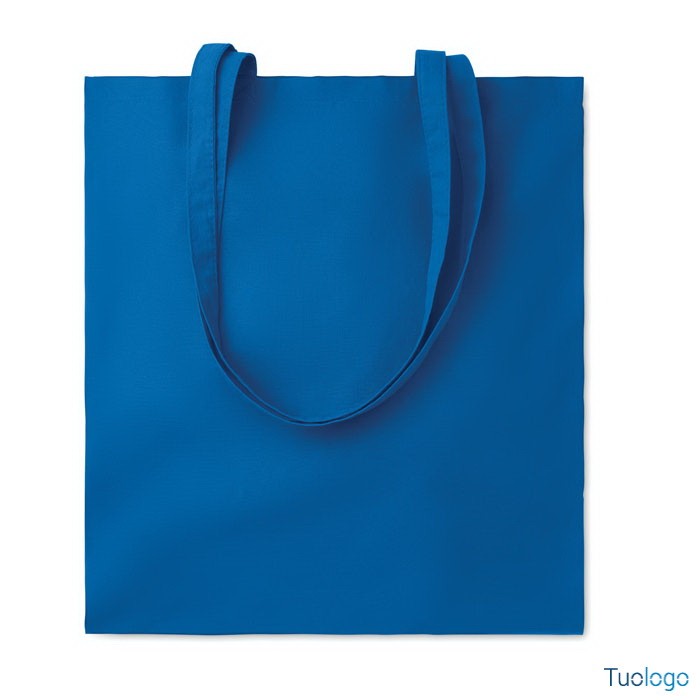 Shopper azzurra in cotone con manici lunghi