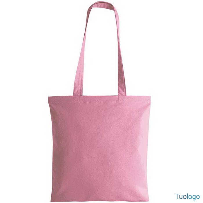 Shopper in cotone ocra con manici lunghi