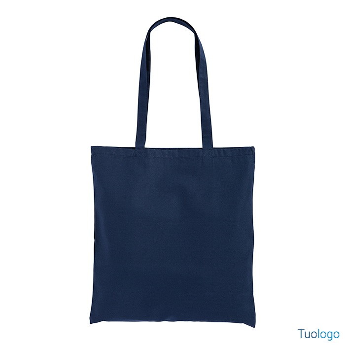 Shopper in cotone grigio con manici lunghi