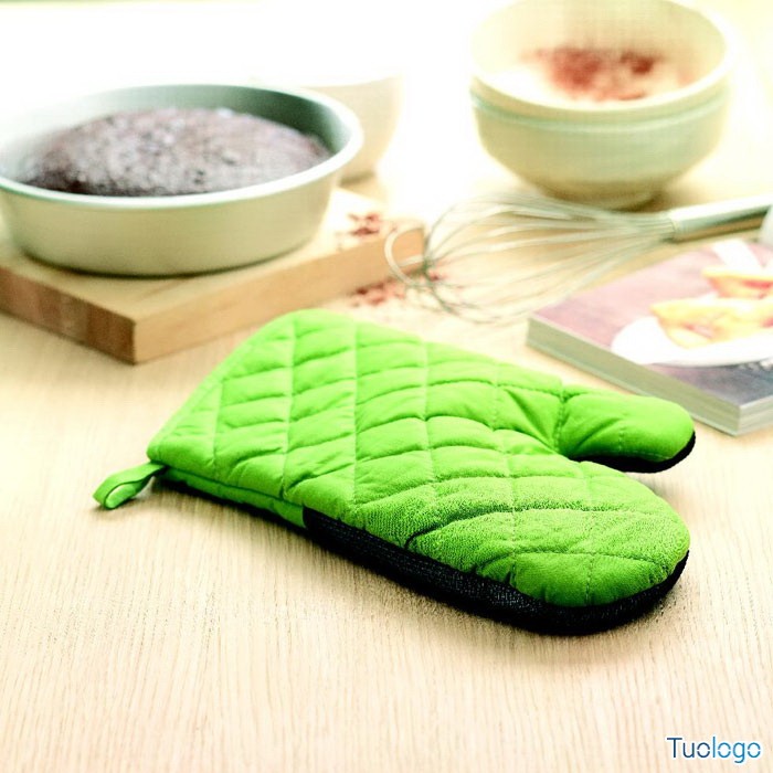 Guanto da cucina in cotone e gomma blu