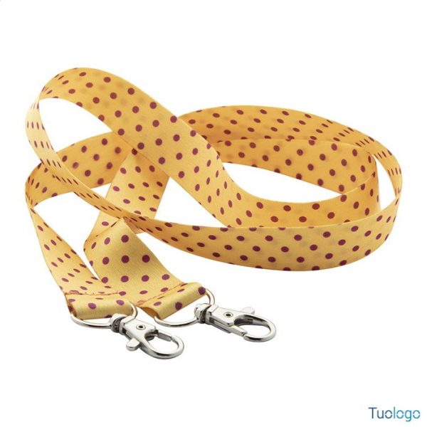 Laccetto portabadge in poliestere con doppio moschettone