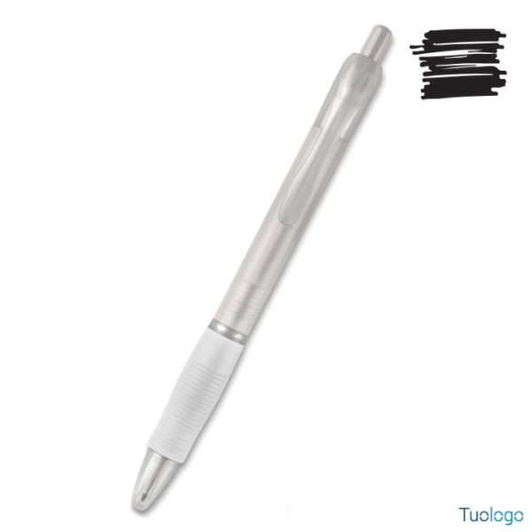 Penna a sfera verde con impugnatura in gomma