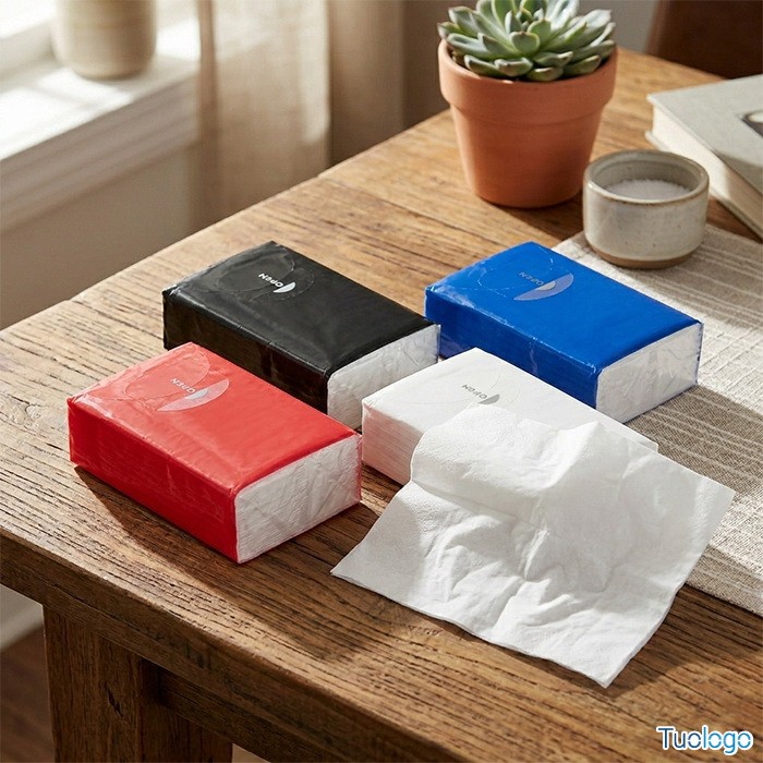 Fazzoletti con contenitore bianco con logo