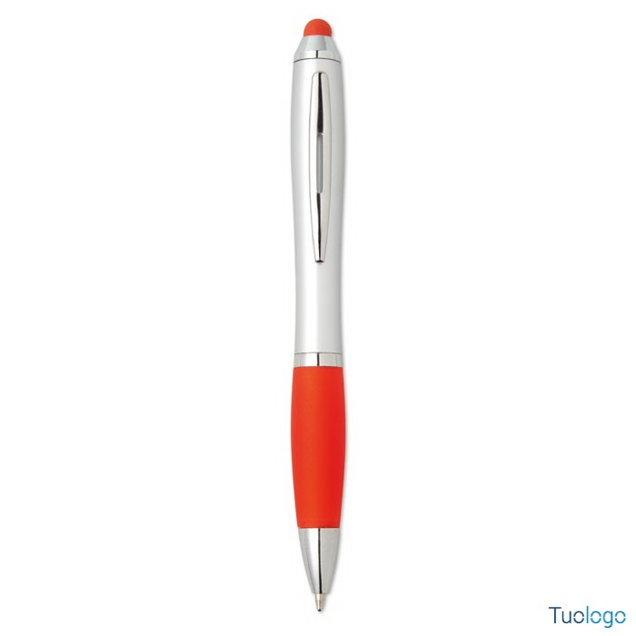 Penna a sfera in plastica con impugnatura morbida rossa