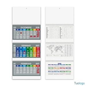 Calendario Trittico 3 Spirali Multicolor