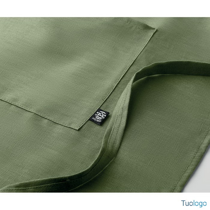 Grembiule da cucina in canapa beige con logo