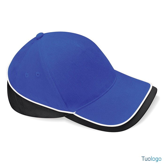 Cappellino con visiera a due colori blu e nero diviso da linea bianca
