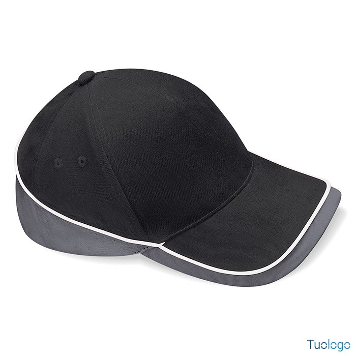 Cappellino con visiera a due colori nero e grigio diviso da linea bianca
