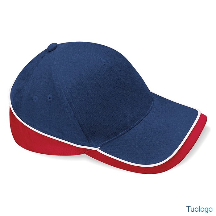 Cappellino con visiera a due colori blu e nero diviso da linea blu